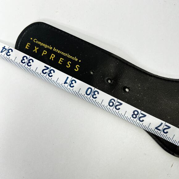Vintage 80\'s Express Wide Stretch Belt Gold Buckle Suede Leather Size M
